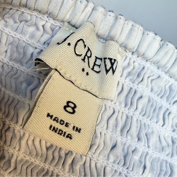 J. Crew Midi Dress Sz 8 Blue White Stripe Cotton Tiered Puff Sleeve SU24 Cottage - Picture 2 of 15